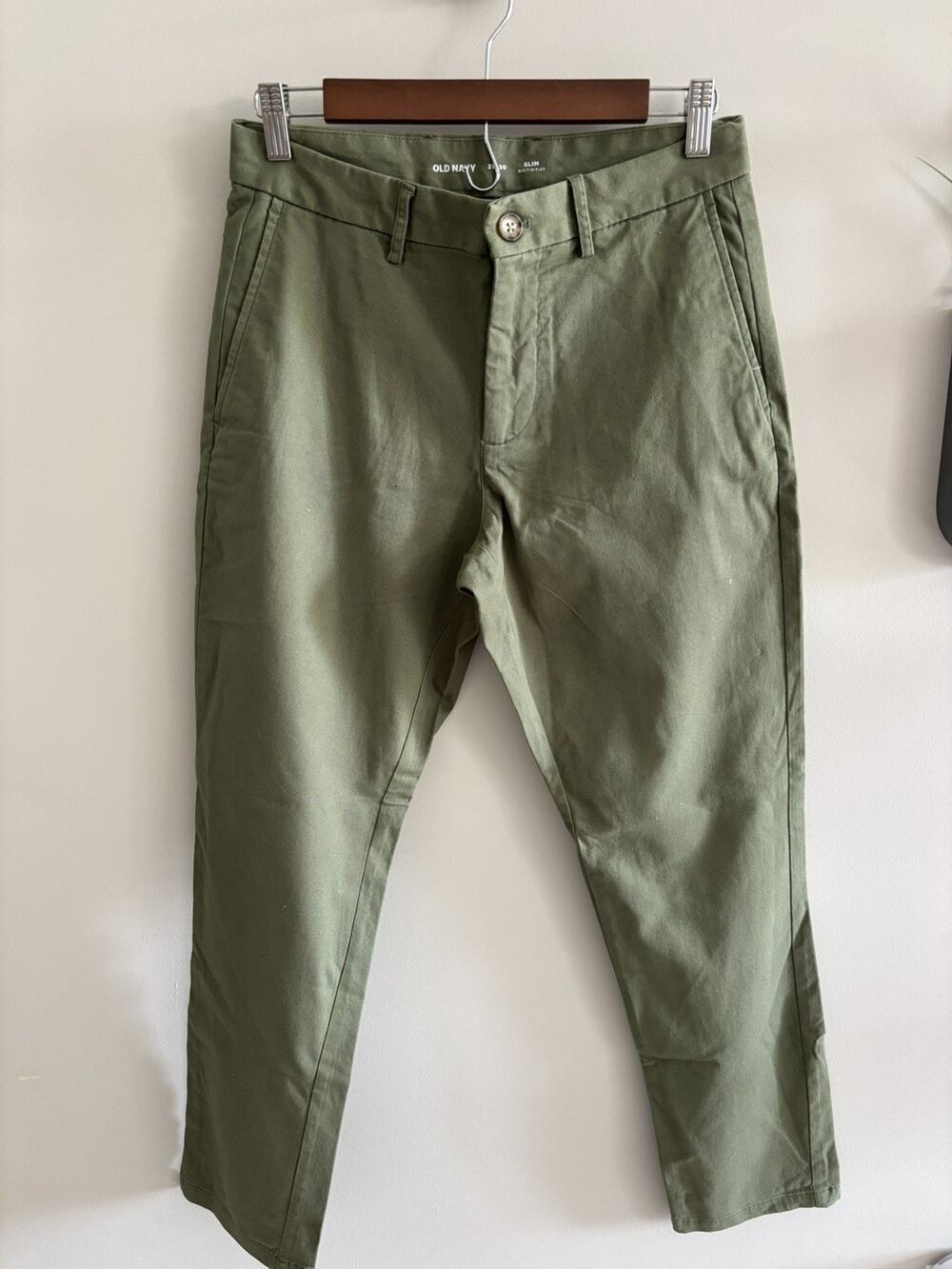 Men’s Old Navy Slim Built In Flex Straight Chino Olive Green Pants Size 29X30